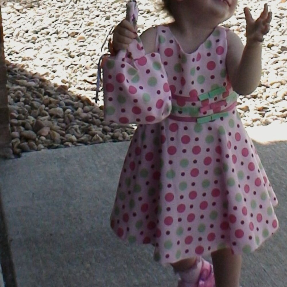 Girls Toddler 2T Polka Dot Cotton Dress with Matching Bag - Picture 2 of 6